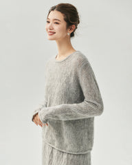 Cashmere Silk Vertical Openwork Sweater