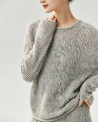 Cashmere Silk Vertical Openwork Sweater