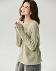 Cashmere Silk Vertical Openwork Sweater