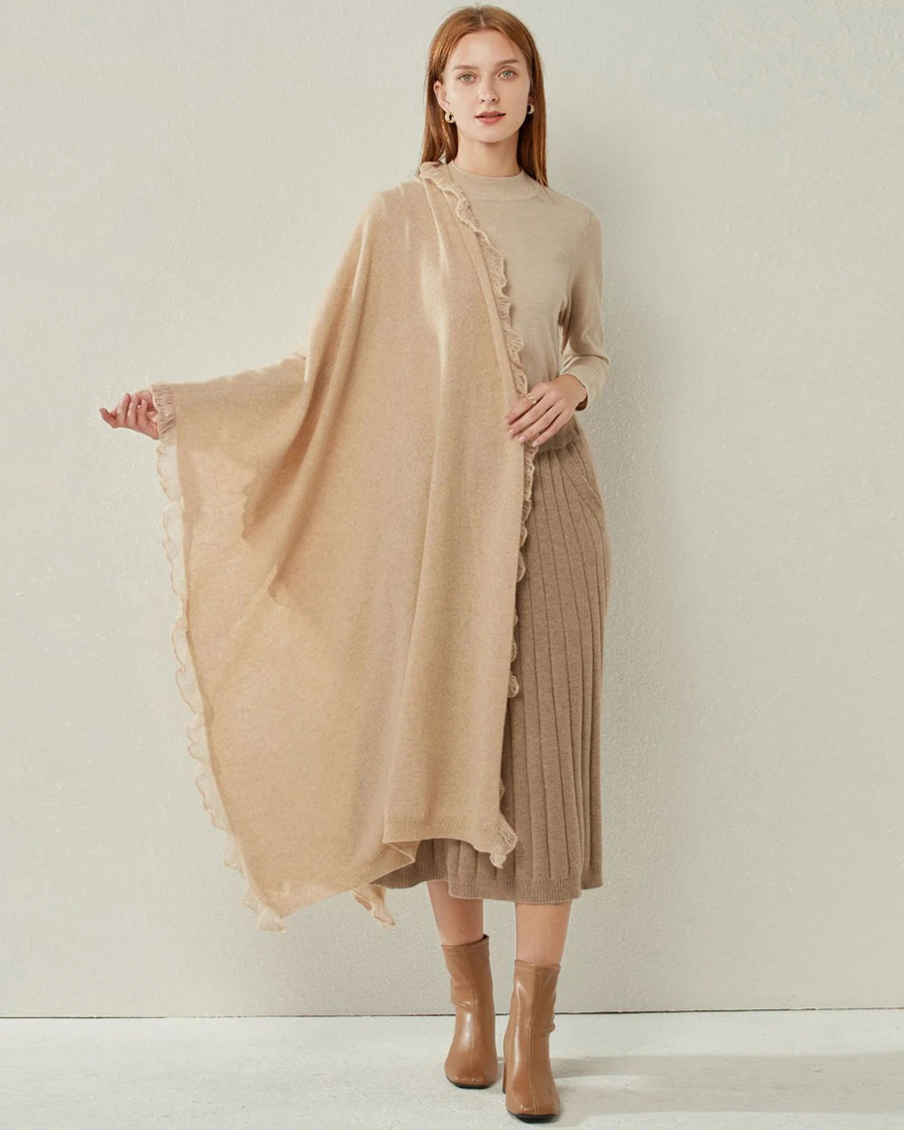 Cashmere Tippet Scarf Beige