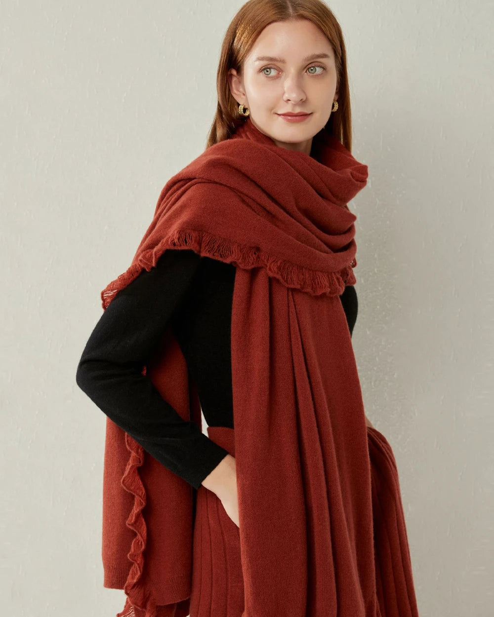 Cashmere Tippet Scarf Red