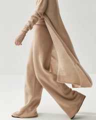 Cashmere Wool Wide Leg Pants with Front Seam