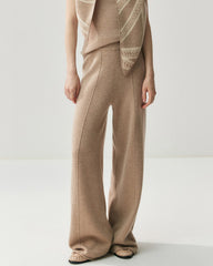 Cashmere Wool Wide Leg Pants with Front Seam