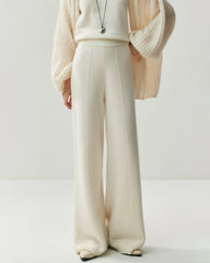 Cashmere Wool Wide Leg Pants with Front Seam