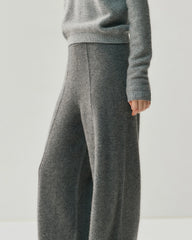 Cashmere Wool Wide Leg Pants with Front Seam