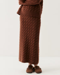 Cashmere Wool Cable Knit Sweater and Skirt Set