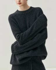 Cashmere Wool Knit Hooded Pullover and Pants Set