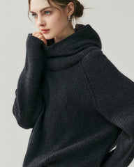 Cashmere Wool Knit Hooded Pullover and Pants Set