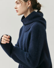 Cashmere Wool Knit Hooded Pullover and Pants Set