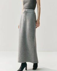 Cashmere Wool Long Straight Knit Skirt