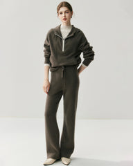 Cashmere Wool Straight Leg Knit Pants