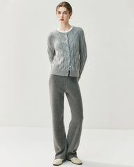 Cashmere Wool Straight Leg Knit Pants