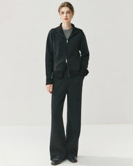 Cashmere Wool Zip Cardigan Set for Women