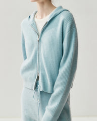 Cashmere Wool Zip Up Hoodie and Straight-Leg Pants