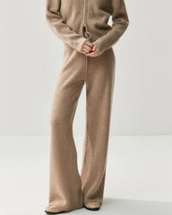 Cashmere Wool Zip Up Hoodie and Straight-Leg Pants