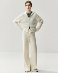 Cashmere Wool Zip Up Hoodie and Straight-Leg Pants