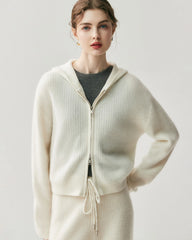 Cashmere Wool Zip Up Hoodie and Straight-Leg Pants