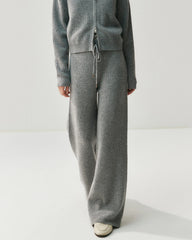 Cashmere Wool Zip Up Hoodie and Straight-Leg Pants
