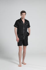 Casual Silk Short Pajamas For Men Black