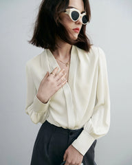 Chic Deep V-Neck Silk Blouse