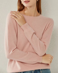 Classic-Fit Crewneck Cashmere Sweater Pink