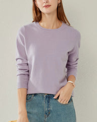 Classic-Fit Crewneck Cashmere Sweater Purple
