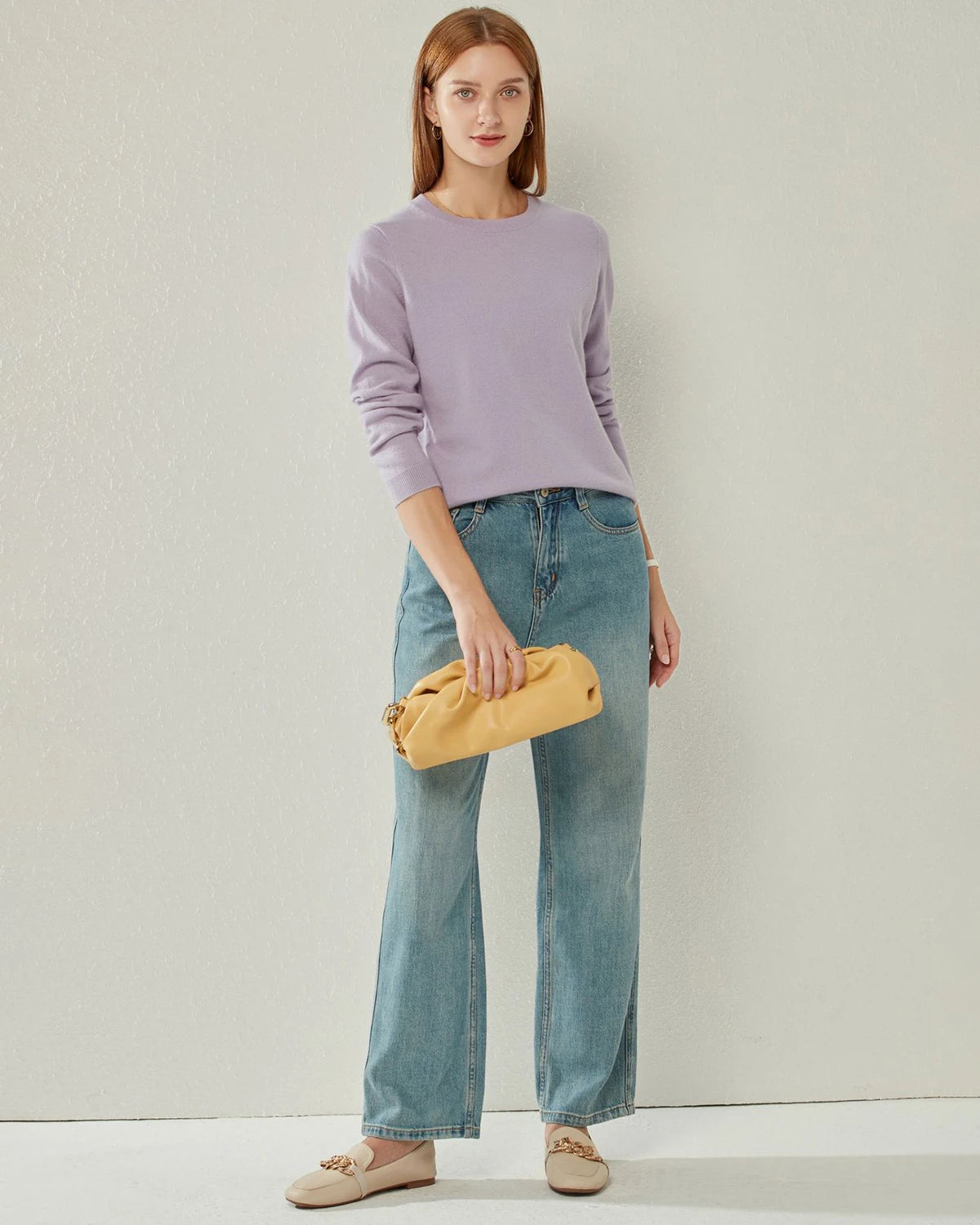 Classic-Fit Crewneck Cashmere Sweater Purple