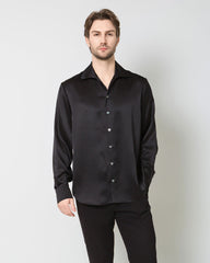 Classic Long Sleeve Silk Men's Shirt Black