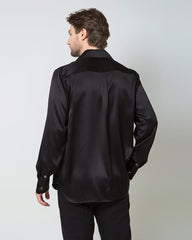 Classic Long Sleeve Silk Men's Shirt Black