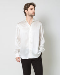 Classic Long Sleeve Silk Men's Shirt White