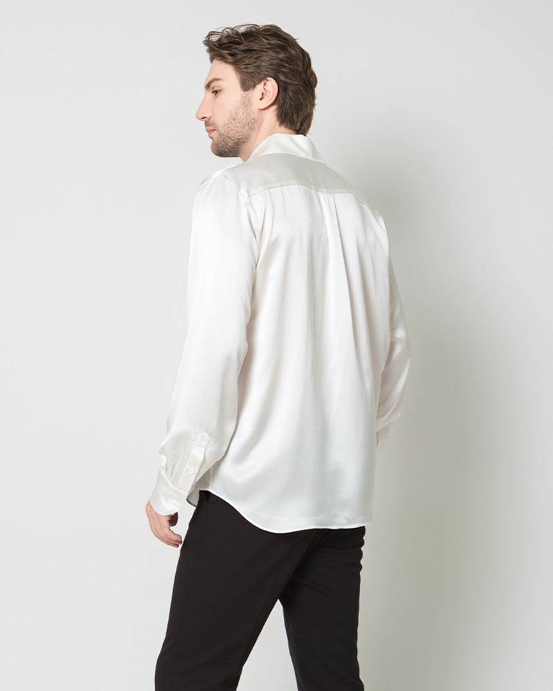Classic Long Sleeve Silk Men's Shirt White