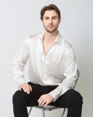 Classic Long Sleeve Silk Men's Shirt White