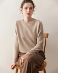 Classic Saddle Shoulder Round Neck Cashmere Sweater