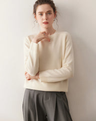 Classic Saddle Shoulder Round Neck Cashmere Sweater
