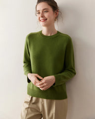 Classic Saddle Shoulder Round Neck Cashmere Sweater