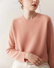 Classic Saddle Shoulder Round Neck Cashmere Sweater