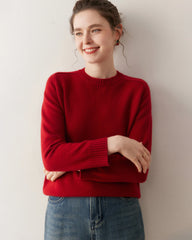 Classic Saddle Shoulder Round Neck Cashmere Sweater