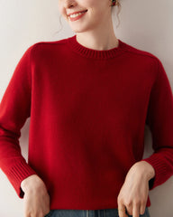 Classic Saddle Shoulder Round Neck Cashmere Sweater