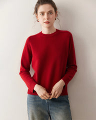 Classic Saddle Shoulder Round Neck Cashmere Sweater