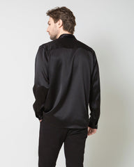 Classic Silk Men's Button Down Shirt Black