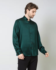 Classic Silk Men's Button Down Shirt Emerald