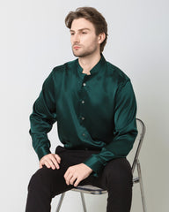 Classic Silk Men's Button Down Shirt Emerald