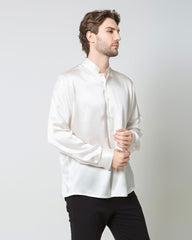 Classic Silk Men's Button Down Shirt White