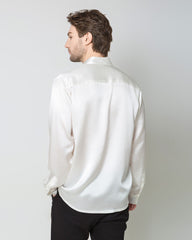 Classic Silk Men's Button Down Shirt White
