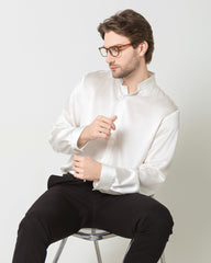 Classic Silk Men's Button Down Shirt White