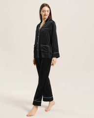 Classic Silk Pajamas For Women At Home Black