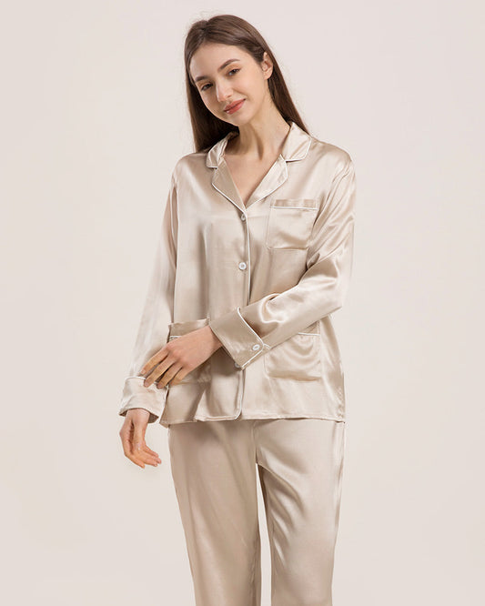 Classic Silk Pajamas For Women At Home Champagne