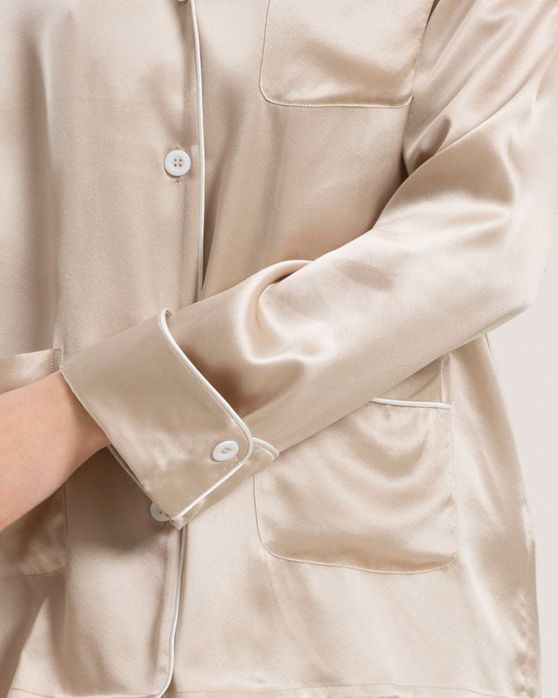 Classic Silk Pajamas For Women At Home Champagne