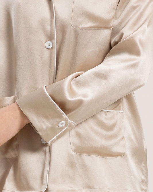 Classic Silk Pajamas For Women At Home Champagne