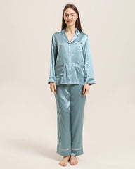 Classic Silk Pajamas For Women At Home Haze Blue